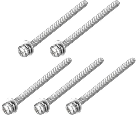 QUARKZMAN 5 Stück Linsenkopfschrauben Kreuzschlitz M3 x 40mm Rundkopfschrauben mit Federring und Unterlegscheiben, 304 Edelstahl Gewindeschrauben für Holz Weichmetall Reparatur