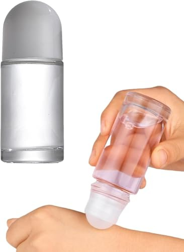 Wyjuan 50ML Glass Empty Roller Bottles with Plastic Roller Ball, Deodorant Roll On Bottles Containers Leak Proof Massage Ball with Cap for Essential Oil Perfume Cosmetics (White)