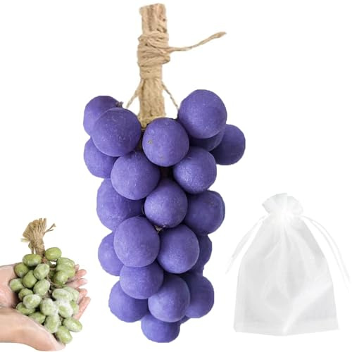 Grape Soap on a Rope, Grape Cluster Soap, Handmade Grapes-Shaped Soaps, Natural Scented Moisturizing Soaps Bar for Men and Women Gift (1, 20-Purple)