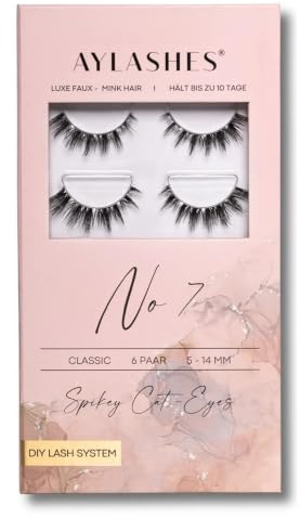 AYLASHES - DIY Eyelash Extensions Maxi Box No. 7 | 6 Pairs of Eyelashes | Up to 7 Days Hold | Eyelashes DIY Set for Home | Artificial Eyelashes | Adhesive Eyelashes | lash extension set