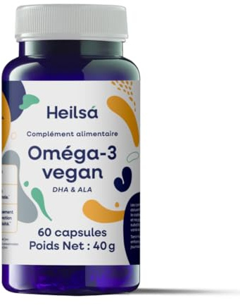 Oméga-3 vegan DHA et ALA 60 capsules cure de 2 mois HEILSA