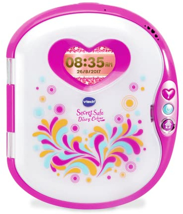 VTech Pink Secret Safe Girls Diary - Diario segreto per ragazze, giocattolo educativo con giochi, connessione MP3 e altro, regalo per ragazze dai 5 ai 6 ai 7 anni, rosa, 4,2 x 17,5 x 20 cm