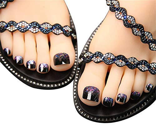 24 stücke Falsche Zehennägel mit Kleber Acryl Falsche Zehennägel für Frauen Mädchen Shiny Künstliche Füße Nägel Volldeckung