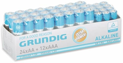 Grundig Batterien Set – 36 Stück (24x AA & 12x AAA)