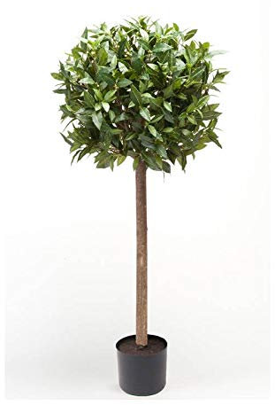 artplants.de Arbusto Redondo de Laurel sintético DRODY, Tronco Real, Frutos, 90cm - Bola de Laurel Falso - Planta Artificial