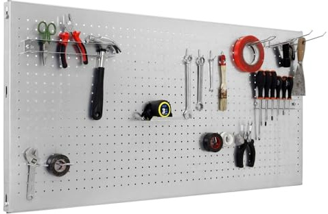 Simon Rack Verktygstavla vägg 900x400x35 mm, med 17 för verktygsförvaring i garage eller verkstad, Metall, Galvaniserat Stål – Simonwork