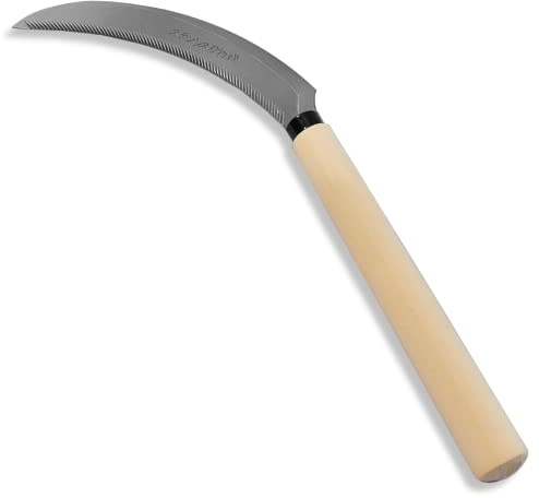 KAKURI Serrated Sickle Garden Tool 6.7, Weeding Tool Sickle for Weeding, Harvesting, Repotting, Stainless Steel Blade