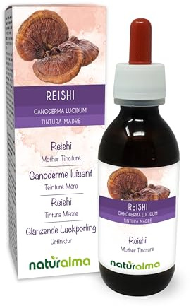 Glänzende Lackporling oder Reishi (Ganoderma lucidum) Pilz Alkoholfreier Urtinktur Naturalma - Flüssig-Extrakt Tropfen 120 ml - Nahrungsergänzungsmittel - Veganer