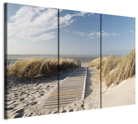murando - Akustikbild Strand Meer Bilder Akustikschaum Hochleistungsschallabsorber Schallschutz Leinwand 3 tlg Wandbild Raumakustik Schalldämmung 030212-25