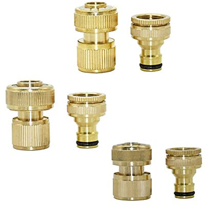 Garten-Klempnerschlauch-Adapter 5 Sätze aus Messing 1/2-Zoll 5/8-Zoll-3/4-Zoll-Gartenschlauch Schnellkupplungen mit Innengewinde 1/2 3/4-Zoll-Gewinde-Nippelverbinder 16mm 20mm Schlauchadapter
