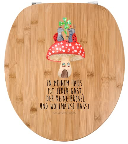 Mr. & Mrs. Panda Motiv WC Sitz Marienkäfer Fliegenpilz - Geschenk, Klobrille, Gute Laune, WC-Sitz, Klodeckel, Wohnung, Toilette, Toilettendeckel,