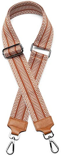 Caspar BSG01 breiter Leder/Textil Schultergurt mit silber Karabiner für Handtaschen, Farbe:cognac, Accessoires:One Size