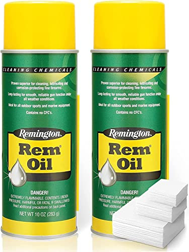 2 Pack Rem Oil Spray 10 Oz Gun Oil and Cleaner - 2x10 Oz Rem Oil Spray Gun Oil Aerosol + Gun Cleaning Wipes - Rem Oil Clp Gun Cleaner and Lubricant Aerosol 2x10 Oz + Gun Cleaner Patches 40pcs