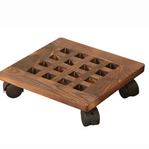 QIAOH Pflanzenroller Holz 30x30cm, Blumentopf GefäßRoller Rund, Blumenroller Pflanzenuntersetzer Rollen Pflanze Blumen Untersetzer Innen AußEn Garten Zuhause Dekoration Gartenwerkzeug