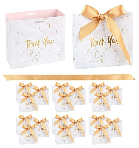 20 Stück Geschenkbox mit Marmormuster,Danke Geschenktüte mit Schleifen | Danke Geschenktüten Papier Geschenkboxen für Geburtstag Party Weihnachten Hochzeit