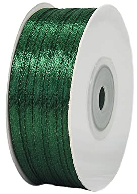91m Satinband Geschenkband Dunkel Grün 3mm Breit,Seidenband Luftballon Band Dick Schleifenband Satin Dekoband Geschenkverpackung Deko Band Stoffband für Halloween Weihnachten Hochzeit Taufe Geburtstag