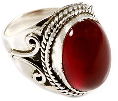 Goyal Juwelen Karneol Edelstein 925 Sterling Silber Band Ring Solide Alle Größen Männer Frauen Ring Silber Ring Geschenkartikel Statement Handgemachter Schmuck GESR207A (51 (16.2))