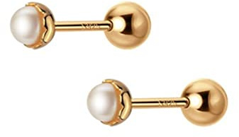 LAYCHEN Pendientes De Tuerca De Tornillo De Perla De Agua Dulce De Plata De Ley 925 Auténtica para Mujer, Mini Joyería Minimalista para Fiesta De Boda