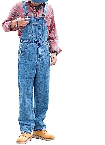 MOLUCI Herren-Latzhose Denim-Latzhose Gewaschen Lässig Retro-Cargo-Jeans Overalls Verstellbare Träger Arbeitskleidung Hose