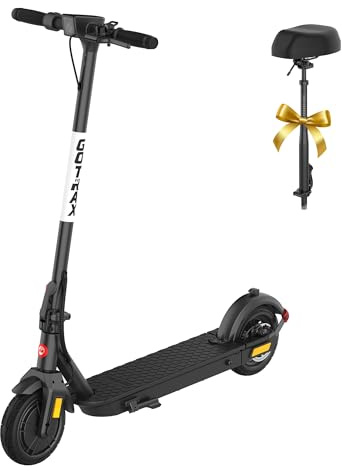 Gotrax Fusion Seat Electric Scooter for Adults, 8.5 Solid Tire Max 14 Miles Range, 15.5/18 Mph 2 Gear Speed Power by 300W Motor, Rear Double Suspension EABS&Disk Brake, Foldable Escooter with Saddle