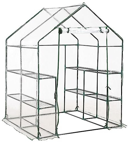 LAPOOH Gewächshaus mit 8 Regalen 143 x 143 x 195 cm, Frühbeet, Tomatenhaus, Treibhaus, Greenhouse, Garten Zubehör