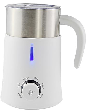 Desikixudy Montalatte elettrico Montalatte Bianco e Montalatte con Brocca in Acciaio Inox - Scaldalatte automatico Caldo/Freddo Spina UE