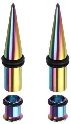 ANAZOZ 7 mm 9 mm tunnel rostfritt stål expanderplugg öronproppar set 4 stretchstavar tunnel för kvinnor öronstretch öronstretch örhängen svart, 9mm, Rostfritt stål, Ingen ädelsten