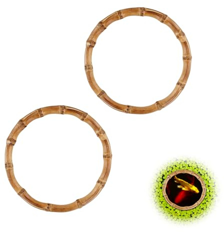 2pcs Aquarium Feeding Rings, Round Fish Feeding Rings Wooden Fish Tanks Plant Rings Floating Plant Feeding Rings for Keeping Floating Plants in Place Fits Fish Tanks and Aquarium Pond