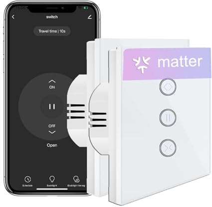 Interruptor de persiana mate que funciona con Homekit, persiana Alexa, interruptor inteligente requiere cable cero, temporizador y control de voz, compatible con Siri, Alexa, Google Home, 2 unidades