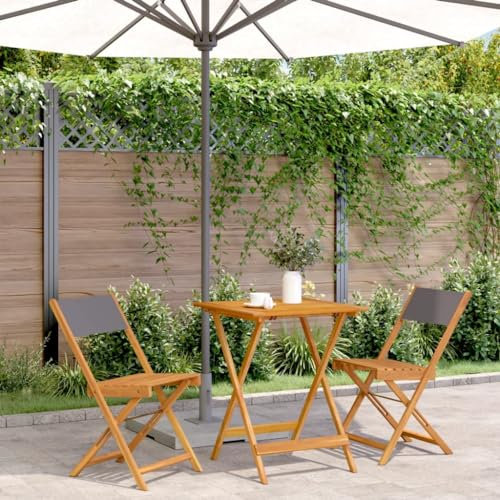 LXYZWRW Outdoor-Möbel-Set, 3-teiliges Bistro-Set, anthrazitfarbener Stoff und Massivholz
