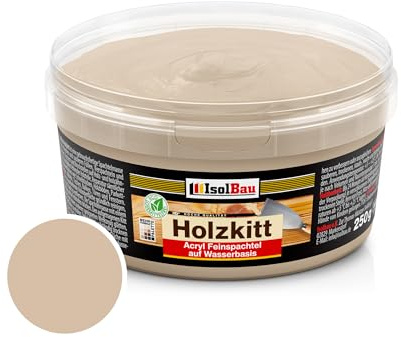 Isolbau - Holzspachtelmasse 250 g - Holzspachtel Holzkitt außen und innen - Holzreparaturspachtel - Holzreparaturmasse - fertiger Holzspatel - schnelltrocknend - Eiche dunkel (Nr. 20)