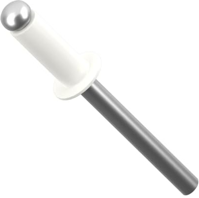 Remache de 3,2 mm x 6 mm, cabeza de cúpula de aluminio/acero ISO 15977 RAL 9016 (paquete de 20) N11A