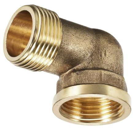 MACHSWON 1Pcs Brass Pipe Fitting 90 Degree Elbow - 3/4 BSPP Male to 3/4 BSPP Female, Leak-Proof Threaded Connector for Plumbing & HVAC