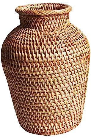 TUKRPQMRI Vase en rotin décoration vases à Fleurs séchées Vase à Fleurs de Campagne paniers en Bambou Vase de Sol Vase de Table pièce maîtresse Vase de Ferme Vase en Osier Fleurs séchées/35