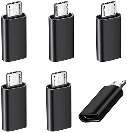 Paquete de 6 adaptadores Micro USB a USBC, Tipo C Hembra a Micro USB Macho, Compatible con sincronización de Datos de Carga, Compatible con Nexus 5, 6, Samsung Galaxy S7, S7 Edge, y más Dispositivos