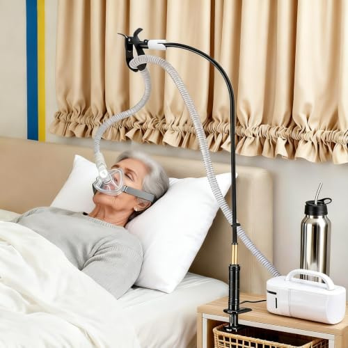 CPAP Schlauchheber und Schlauch Unterstützung, Verstellbarer CPAP Schlauchhalter Aufhänger zur Verhinderung von CPAP Schläuchen Leckage & Verwicklung, 360° Drehbarer um in Jeden Raum zu Passen