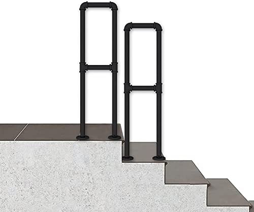 GAOXIONG Rampe d'escalier Noire en Fer forgé pour Maison Moderne, Garde-Corps, Balcon, fenêtre, clôture de Protection pour Villa, intérieur et extérieur (Taille : 65 cm (2,1 pi))