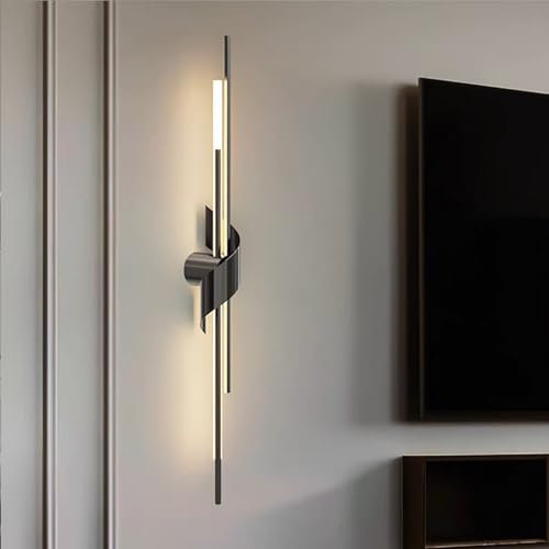 Pink Palm Lampada a Parete Lineare a LED Moderna, Sconde a Strisce Lunghe Oro Creative, per Il Soggiorno del Soggiorno da Letto Corridoio Murale Black 85cm(33.5inch)