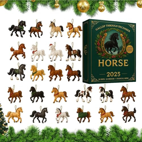 Horse Countdown Calendars 2025, 24 Tägiger Weihnachts Adventskalender Mit 24 Verschiedenen Pferdefiguren, 2D Acryl Horse Anhänger Zum Aufhängen Für Kinder Sammler Und Pferdeliebhaber Gleichermaßen