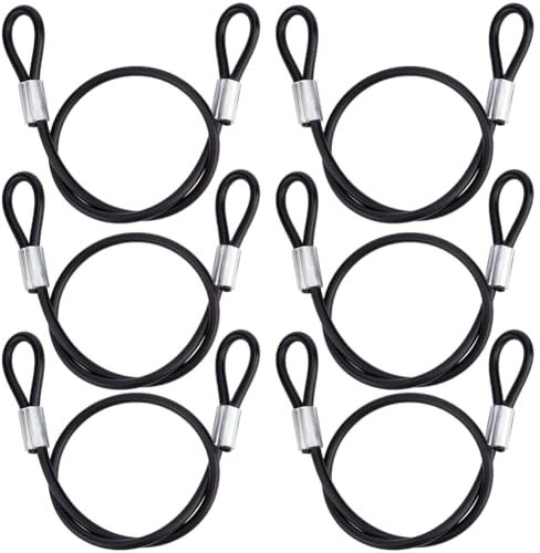 GORGECRAFT 6 Stück 50cm Sicherheitskabelschloss 5mm Durchmesser Beschichtetes Stahlseil Mit Doppelschlaufen Schwarzes Flexibles Drahtseil Stahlkette Für Haus Garten Türen Zäune Tore Gepäck Koffer Vorh