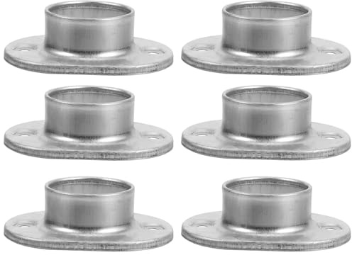 SEWACC Bases de Anclaje para Barandilla de Tubo Redondo 48Mm Soporte de Poste de Acero Galvanizado Brida de Piso para Barandilla Paquete de 6 Unidades Accesorio para Instalación