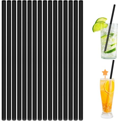 AUAUY 100PCS Pajitas Reutilizables, Pajitas PláStico, Pajita de Verano, Pajita de PláStico Duro para Bebidas Frías Juice Coffee Cóctel Leche, Así Como Fiestas, Color Negro