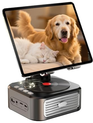 Soporte para tableta de escritorio: soporte ajustable giratorio 360, altavoz de escritorio estéreo con base estable, accesorio portátil para el piso de la cabecera, uso en el automóvil, conveniente so