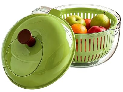 Genikeer Centrifuga per Lavaggio Frutta,Contenitore per Lavaggio a Manovella - Dispositivo per Lavare Bacche e Pulizia di Verdure,per Alimenti Bacche Lattuga Casa Appartamento Agriturismo Ristorante
