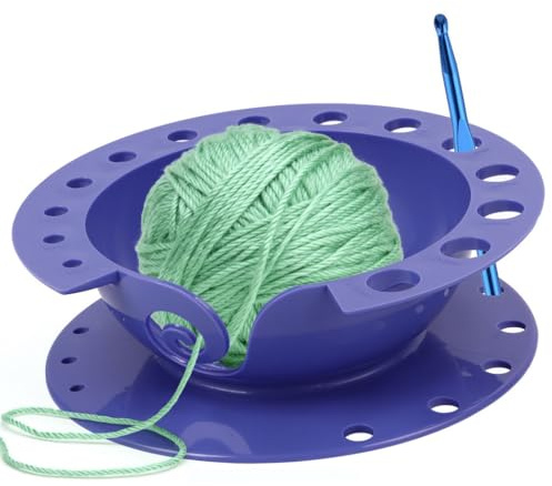 Texvora Wollknäuel Schale, große Strickschale mit Öffnungen für Häkelnadeln, Zubehör für Garn und Wollknäuel-Aufbewahrung, Garn-Schale für Stricken und Häkeln zu Hause, Geschenk für Strickfans
