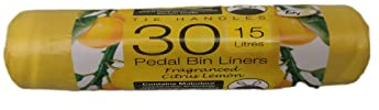 White Hinge 40x Fragranced Pedal Bin Bag Liners (64cm x 92cm) 15L Odour Neutralising Citrus Lemon or Fresh Linen & Summer Breeze Scent