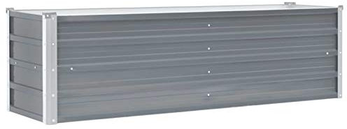 Tidyard Hochbeet Balkon Garten Terrasse Metall Pflanzkasten Blumenkasten Pflanzkübel Blumenbeet Pflanzbeet Gartenpflanzen, Verzinkter Stahl 160x40x45 cm Grau