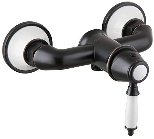 PaulGurkes Nostalgie Duscharmatur im Retro Design Einhandmischer schwarz Landhausstil Mischbatterie Armatur für Dusche schwarze Duscharmatur Aufputz Mischbatterie Wasserhahn für Duschen Brausebatterie