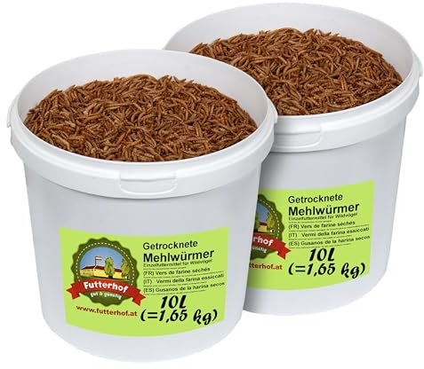 Futterhof getrocknete Mehlwürmer 2x10 L Eimer (= 3,30 kg)