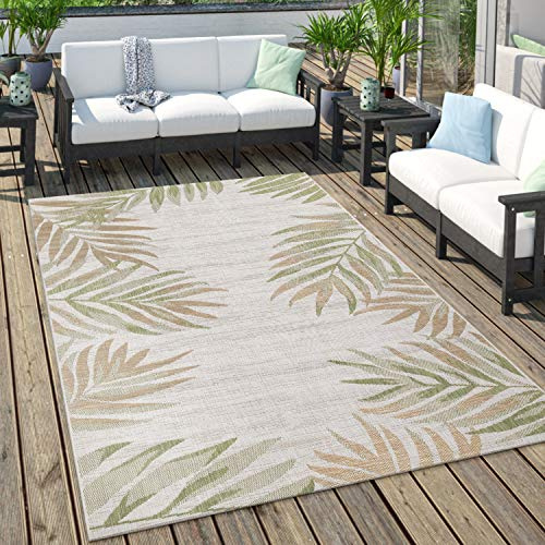 Paco Home Alfombra Exterior Terraza Balcón Pastel Diseño Palmeras, tamaño:80x150 cm, Color:Verde 3